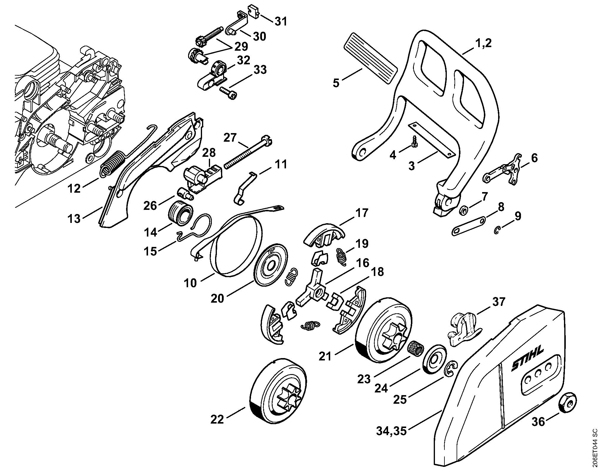Кришка ланцюгової зірочки Stihl для MS 170, MS 180 (1123-640-1705